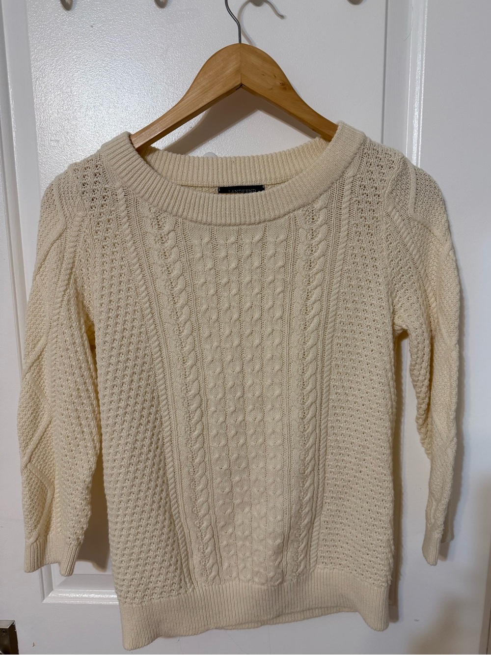Lands End Cropped Cableknit Sweater